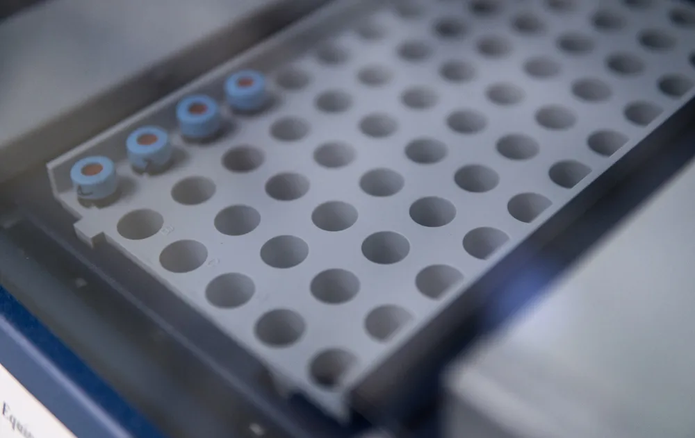 Close-up view of a manufacturing machine